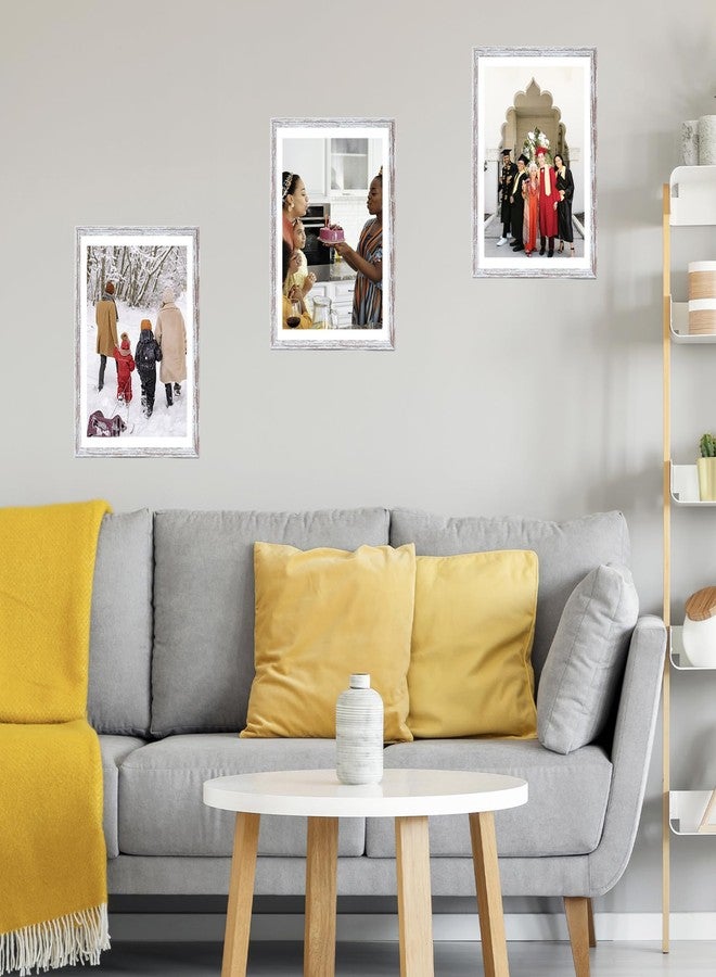 JCJMY 12x16 Picture Frame Rustic White with 11x14 Mat, Display Photo 11x14 with Mat or 12 x 16 Without Mat, Wall Hanging Large Frame with Plexiglass, Rustic White - Image 5